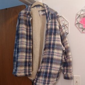 Plaid Sherpa-Lined Jacket